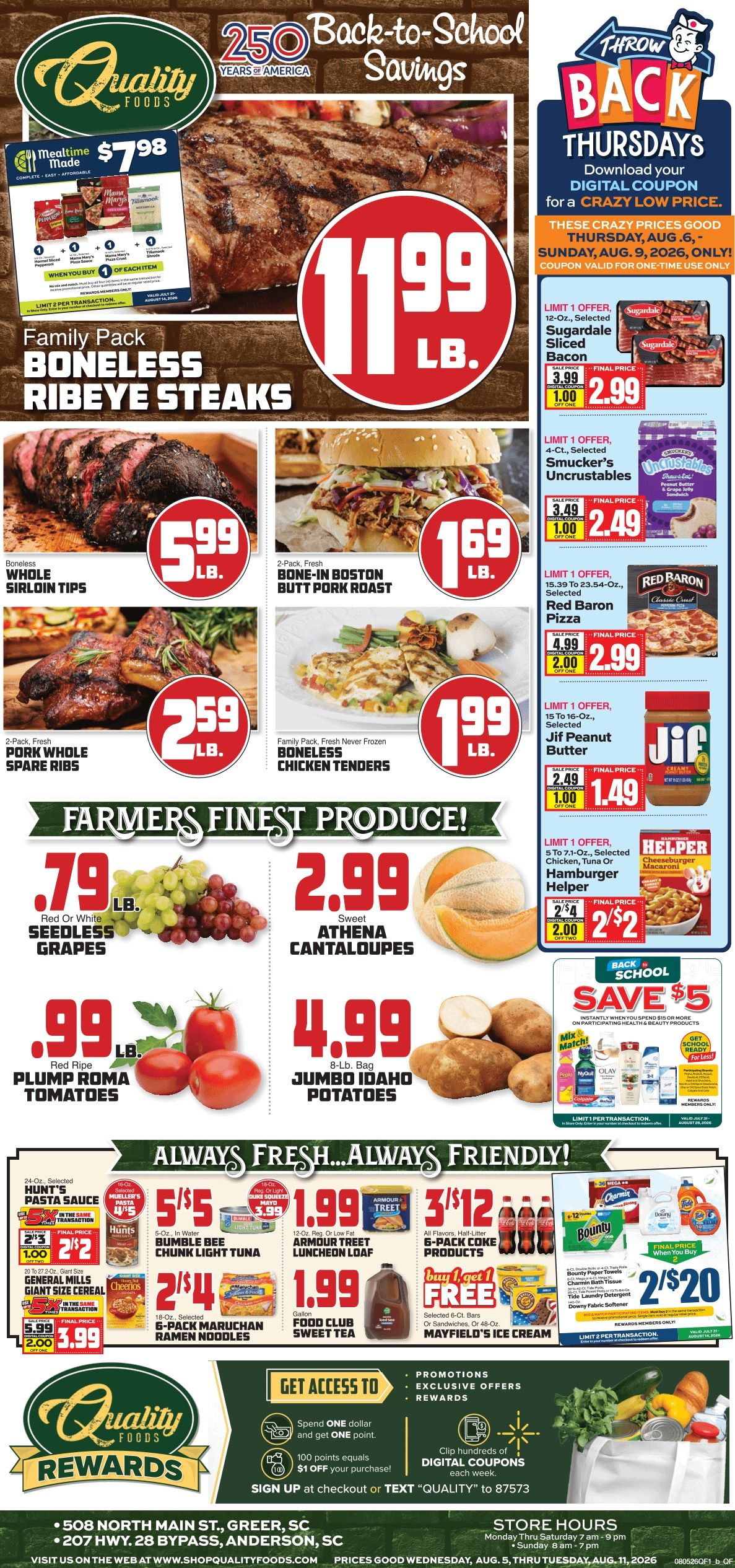 Quality Foods (Anderson and Greer, SC) Weekly Ad August 5 - 11, 2026