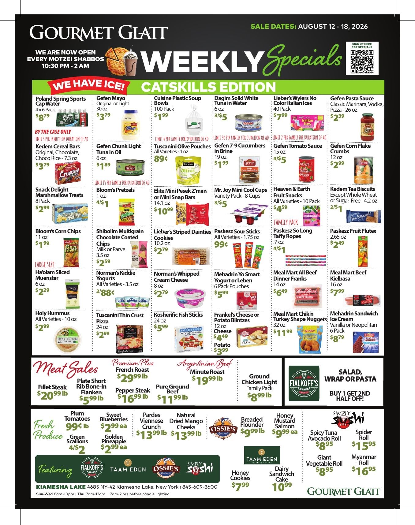 Gourmet Glatt (4685 NY-42, Kiamesha Lake, NY) Weekly Ad August 12 - 18, 2026