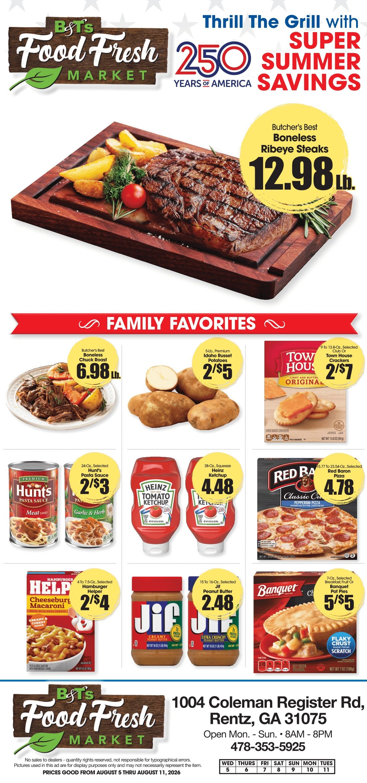 B&T's Food Fresh Market (Rentz, GA) B&T Food Fresh Market Weekly Ad August 5 - 11, 2026