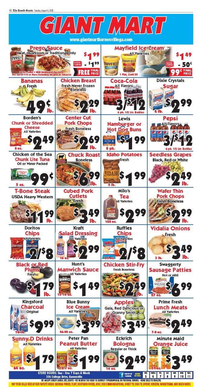 Giant Mart Barnesville Weekly Ad August 5 - 11, 2026