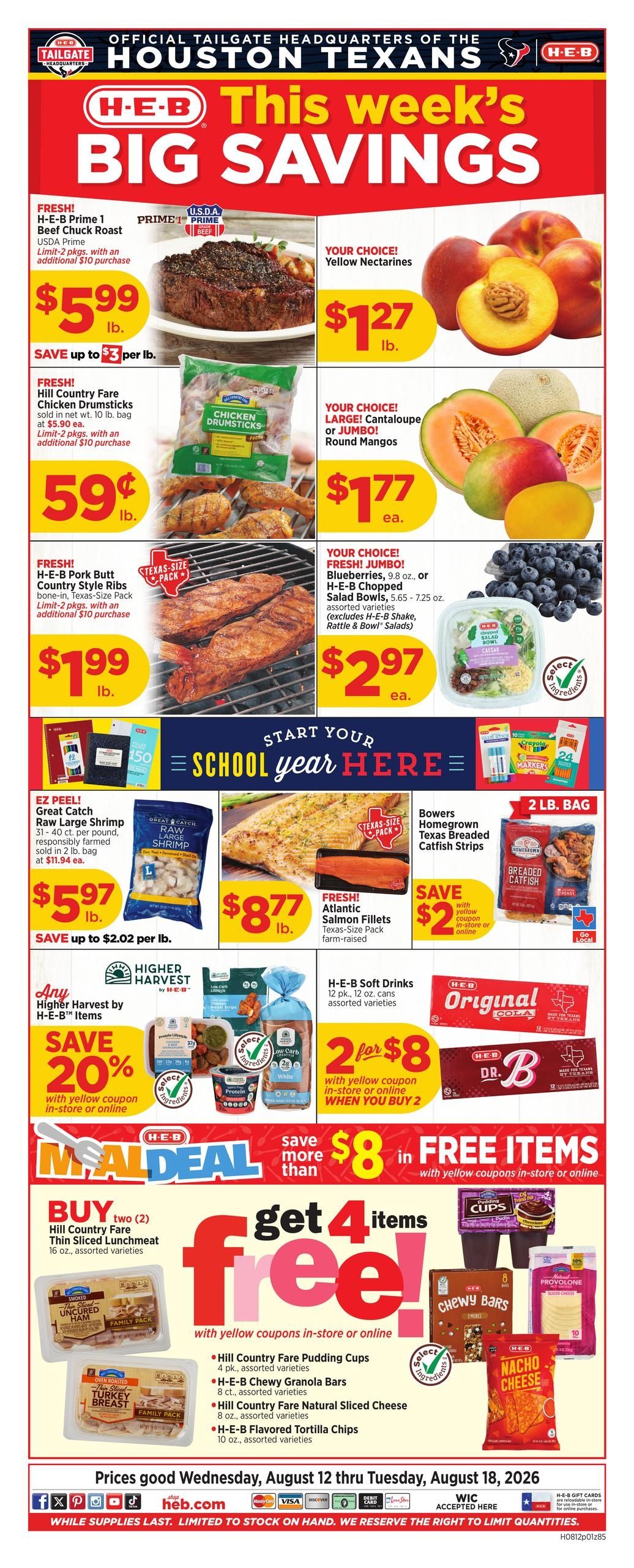H-E-B (Westlake–Sulphur Area, LA) Weekly Ad August 12 - 18, 2026