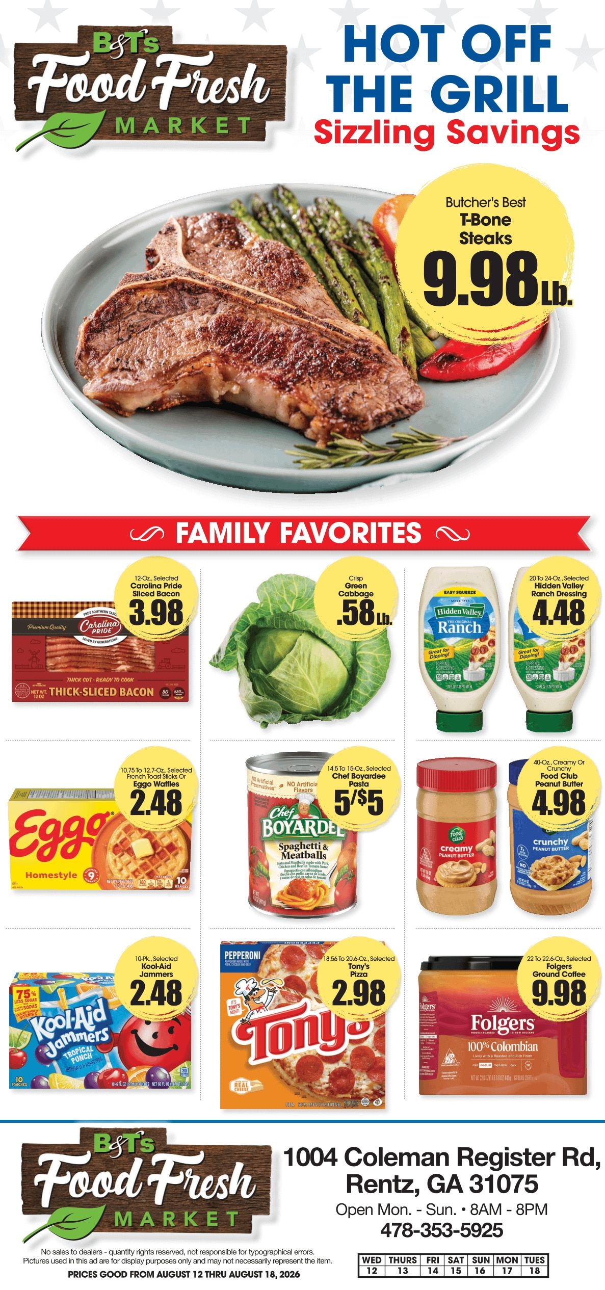 B&T's Food Fresh Market (Rentz, GA) Weekly Ad August 12 - 18, 2026