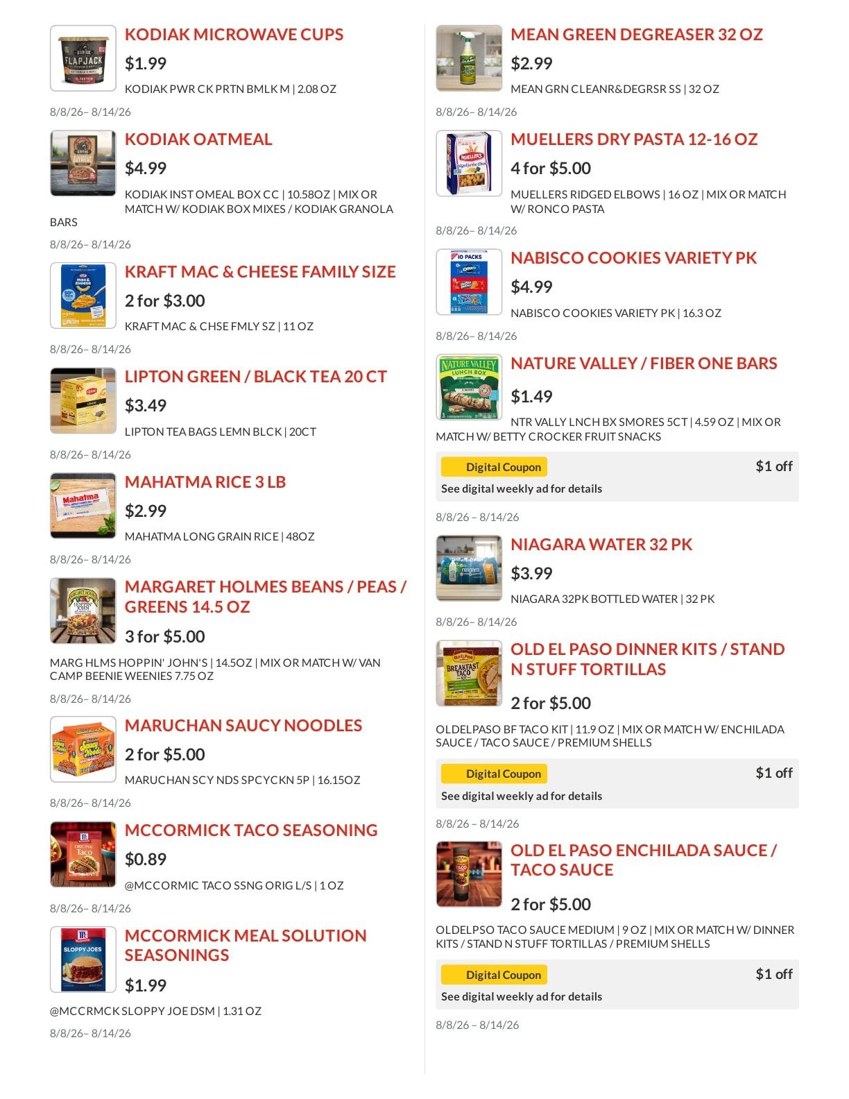 Shoppers Value Foods Macon Weekly Ad August 8 - 14, 2026