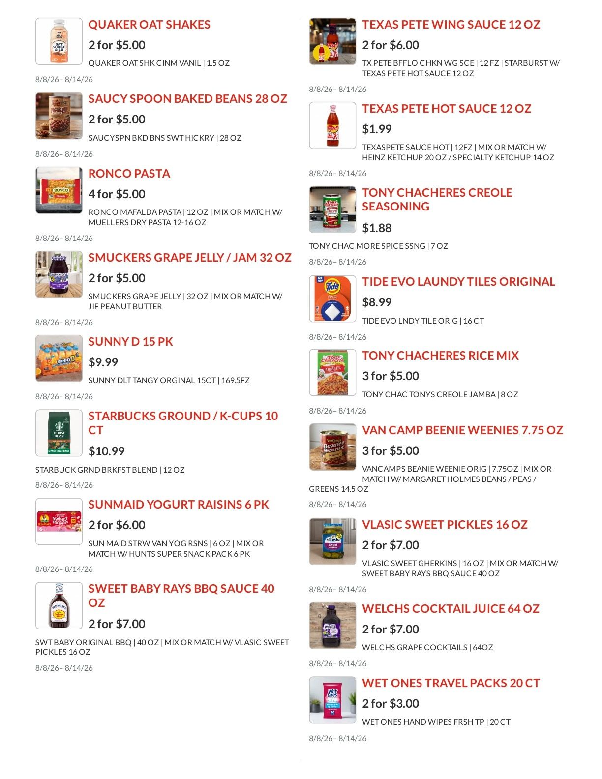 Shoppers Value Foods Macon Weekly Ad August 8 - 14, 2026