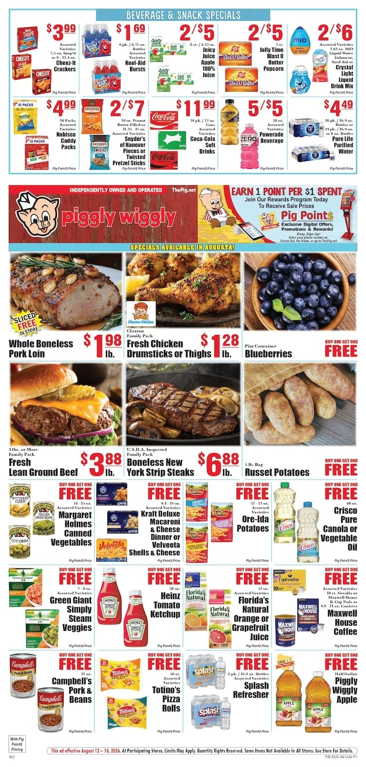 The Pig Piggly Wiggly (Augusta, GA) Weekly Ad August 12 - 18, 2026