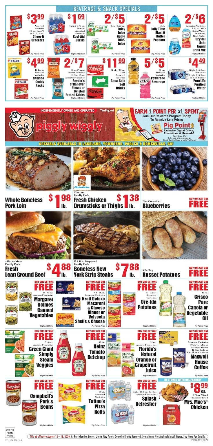 The Pig Piggly Wiggly (Georgia) Weekly Ad August 12 - 18, 2026