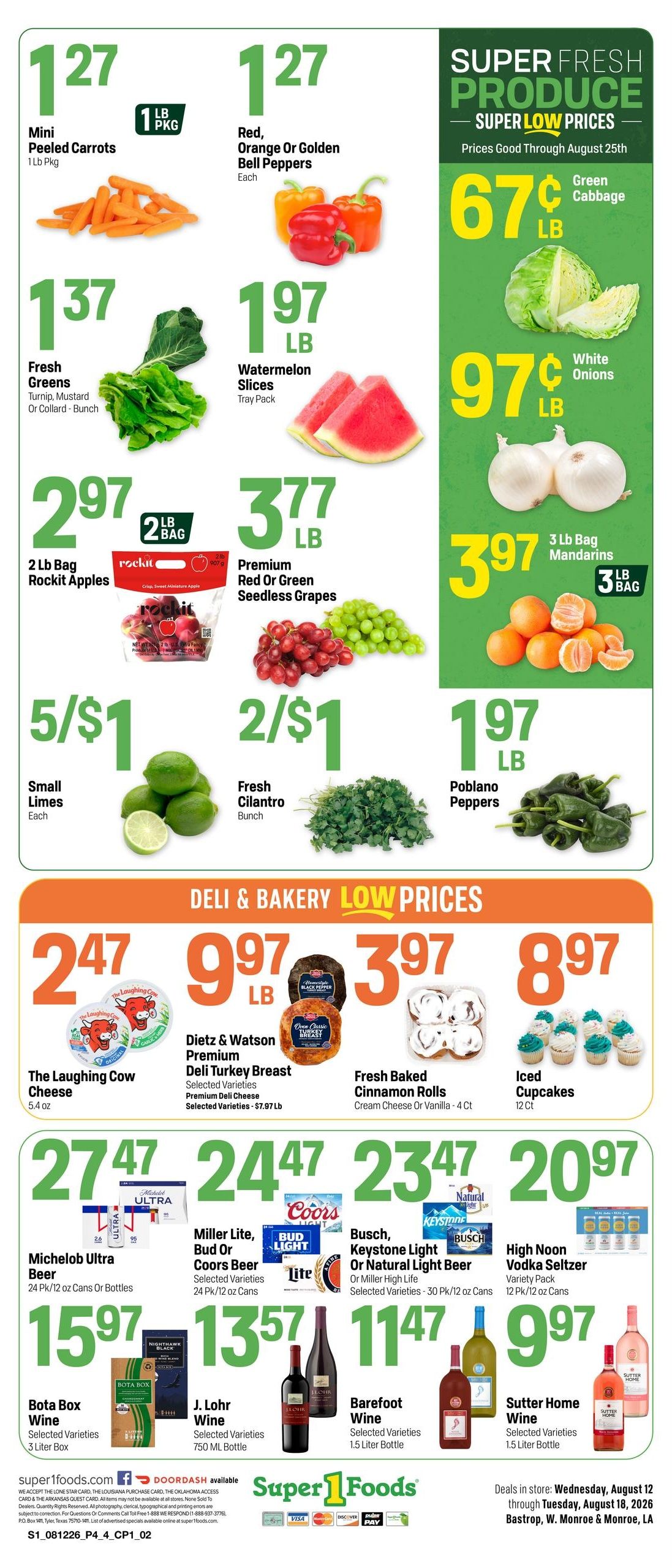 Super 1 Foods & Discount Pharmacy (Monroe–Fairbanks Area, LA) Weekly Ad August 12 - 18, 2026