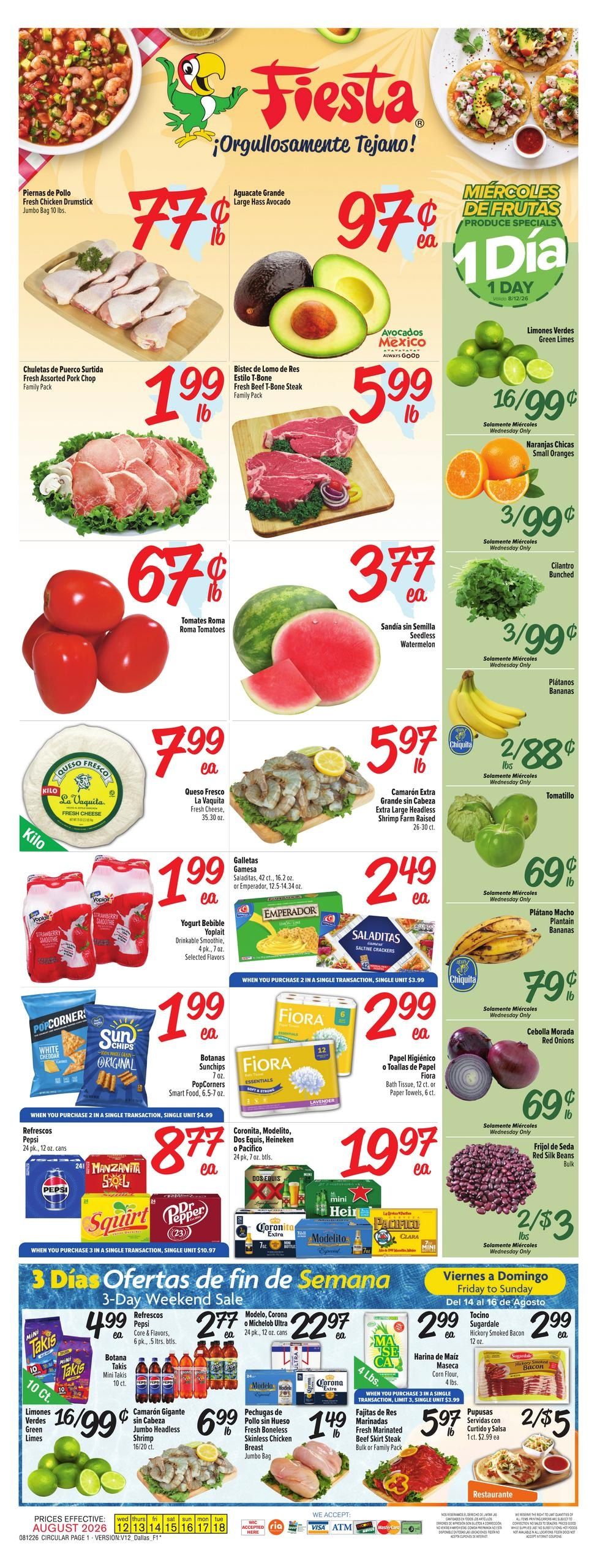 Fiesta Mart (Mesquite–Richardson Area, TX) Weekly Ad August 12 - 18, 2026