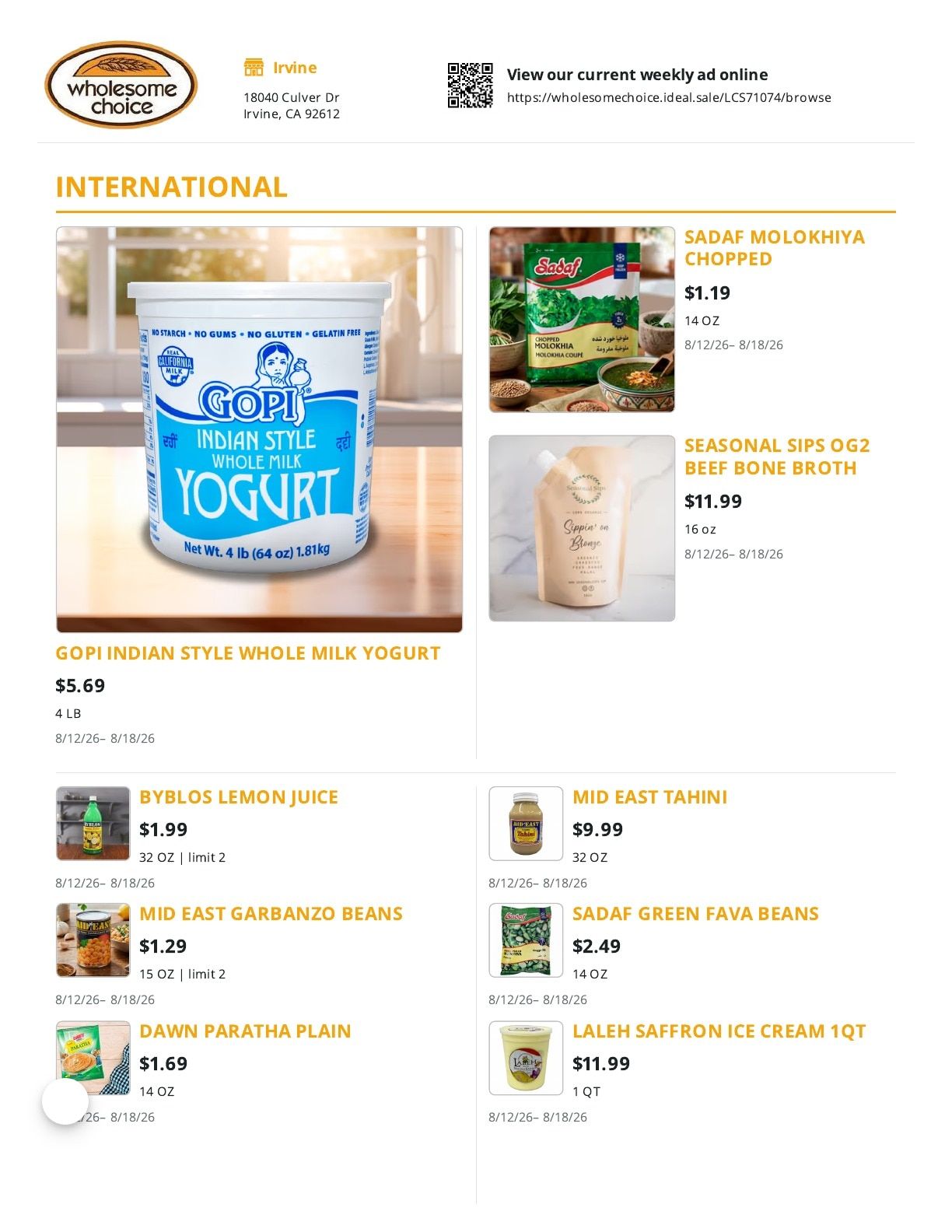 Wholesome Choice Weekly Ad August 12 - 18, 2026