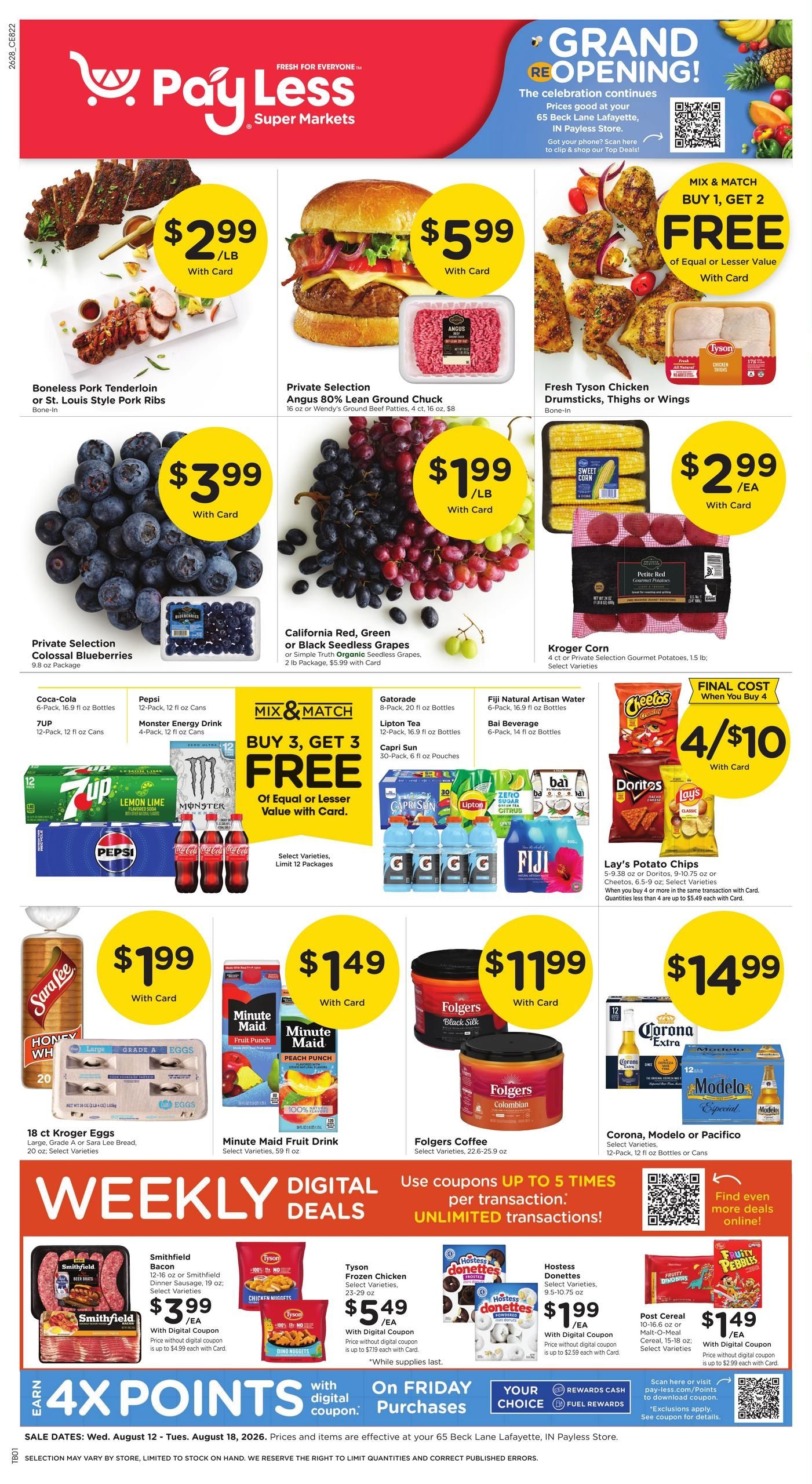 Pay Less Super Markets (Attica Area, IN) Weekly Ad August 12 - 18, 2026
