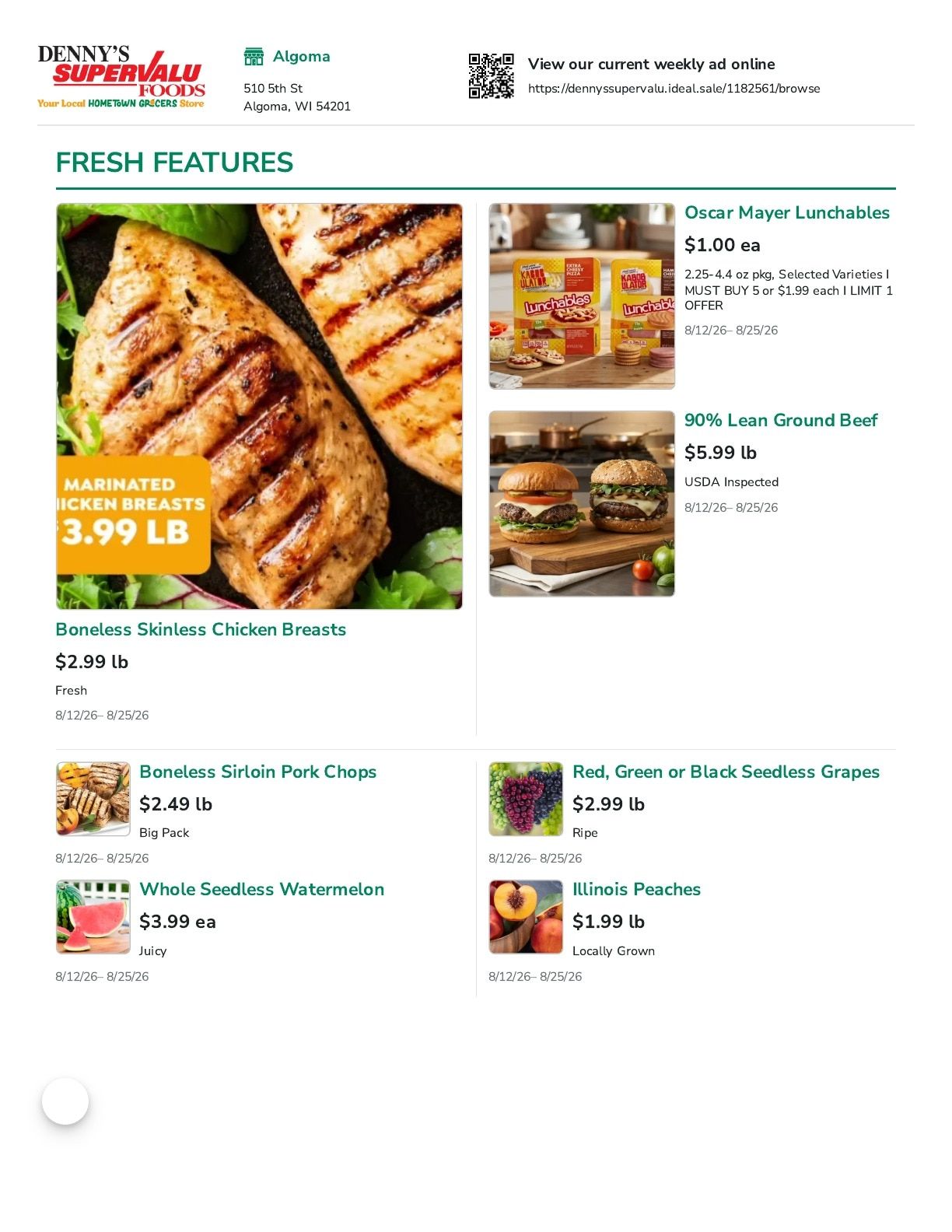 Denny's SuperValu Weekly Ad August 12 - 25, 2026