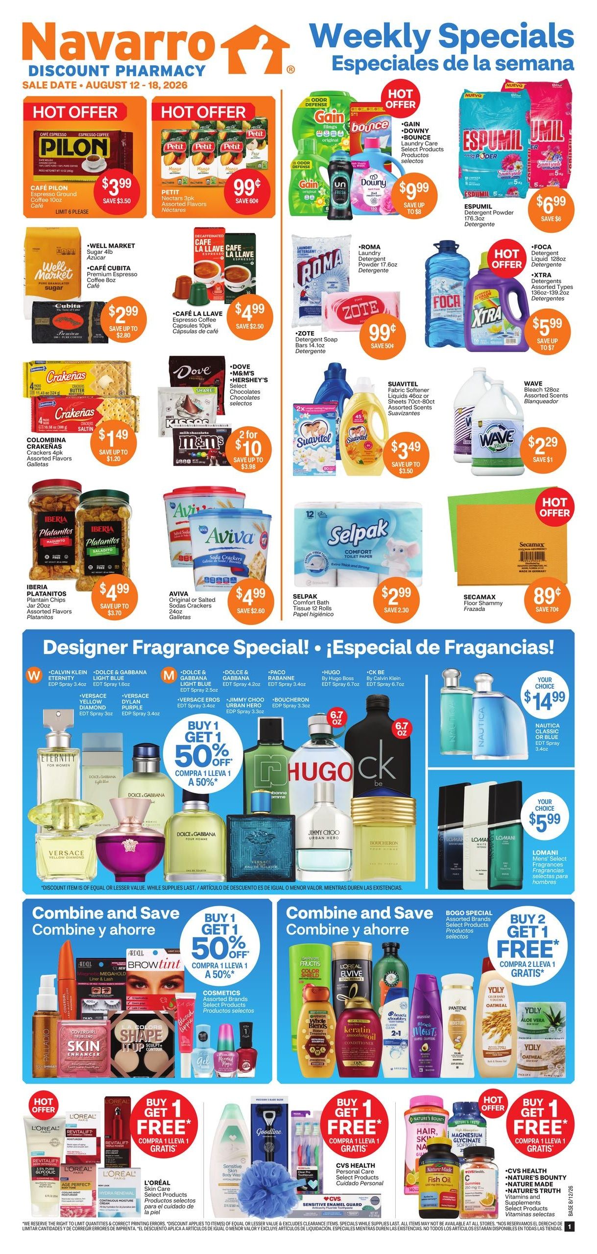 Navarro Discount Pharmacy (Miami–Hollywood Area, FL) Weekly Ad August 12 - 18, 2026