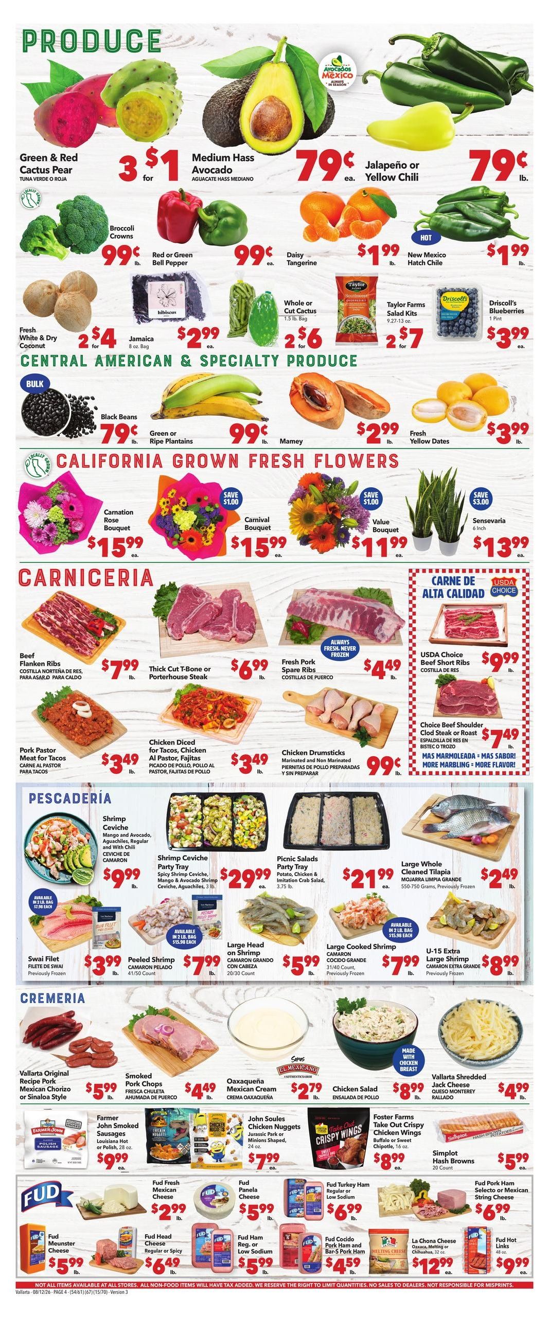 Vallarta Supermarkets (Scottsdale–Avondale Area, AZ) Grocery Savings Weekly Ad August 12 - 18, 2026