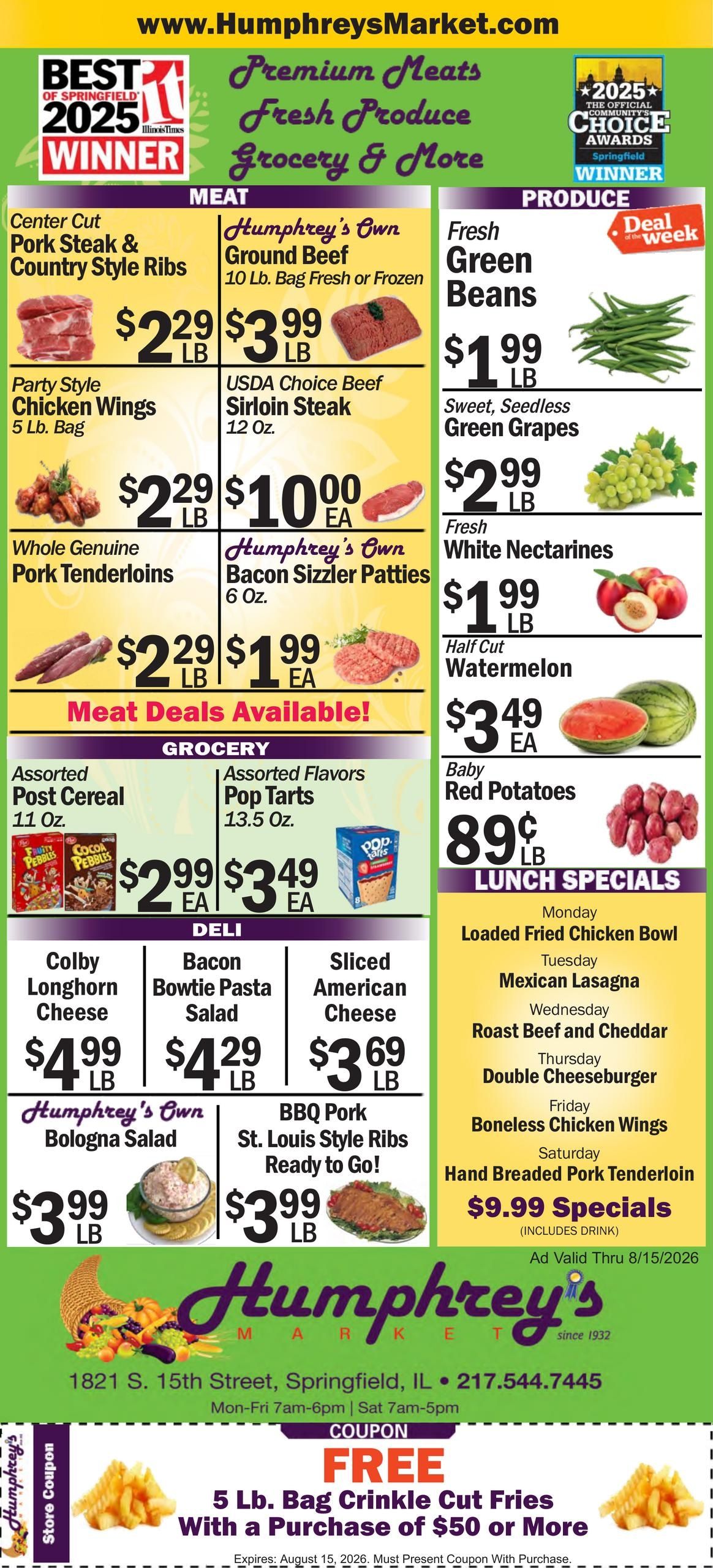 Humphrey's Market Weekly Ad August 9 - 15, 2026
