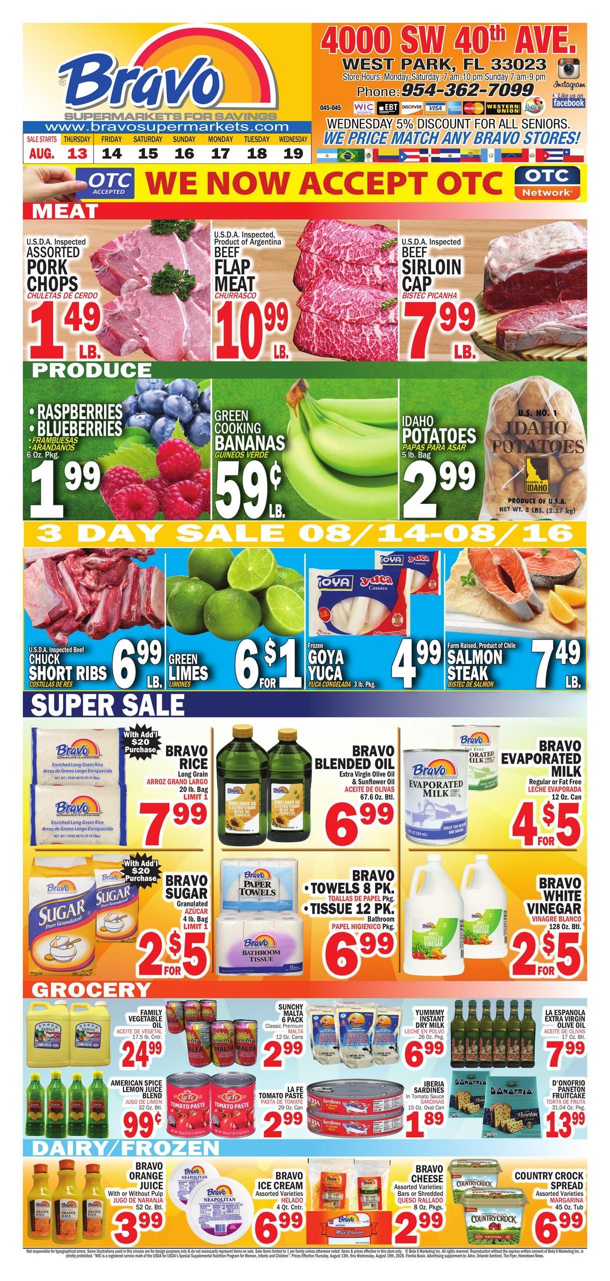 Bravo Supermarket (Hollywood Area, FL) Bravo Florida Weekly Weekly Ad August 13 - 19, 2026