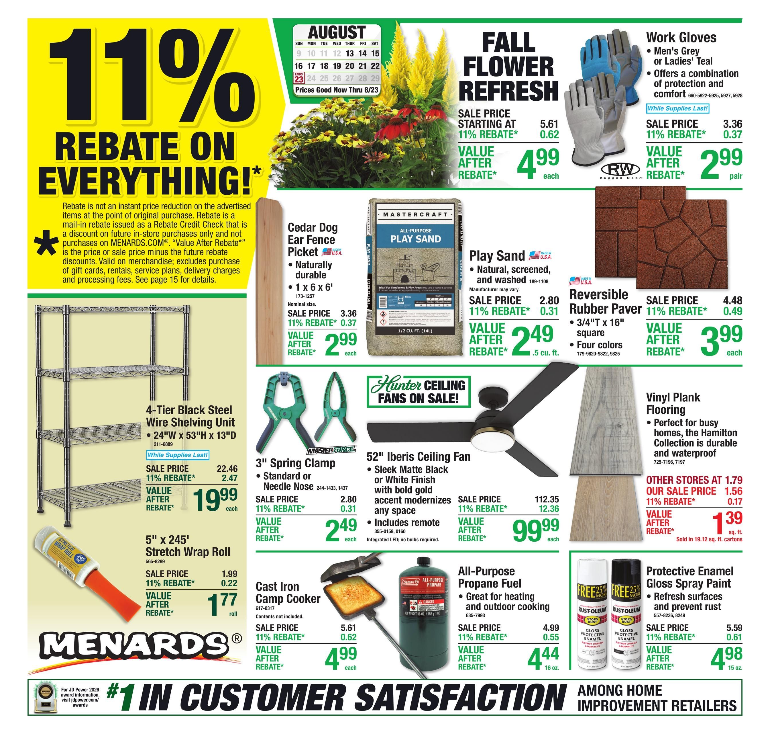 Menards (Cave City Area, AR) 11% Rebate Sale Weekly Ad August 12 - 24, 2026