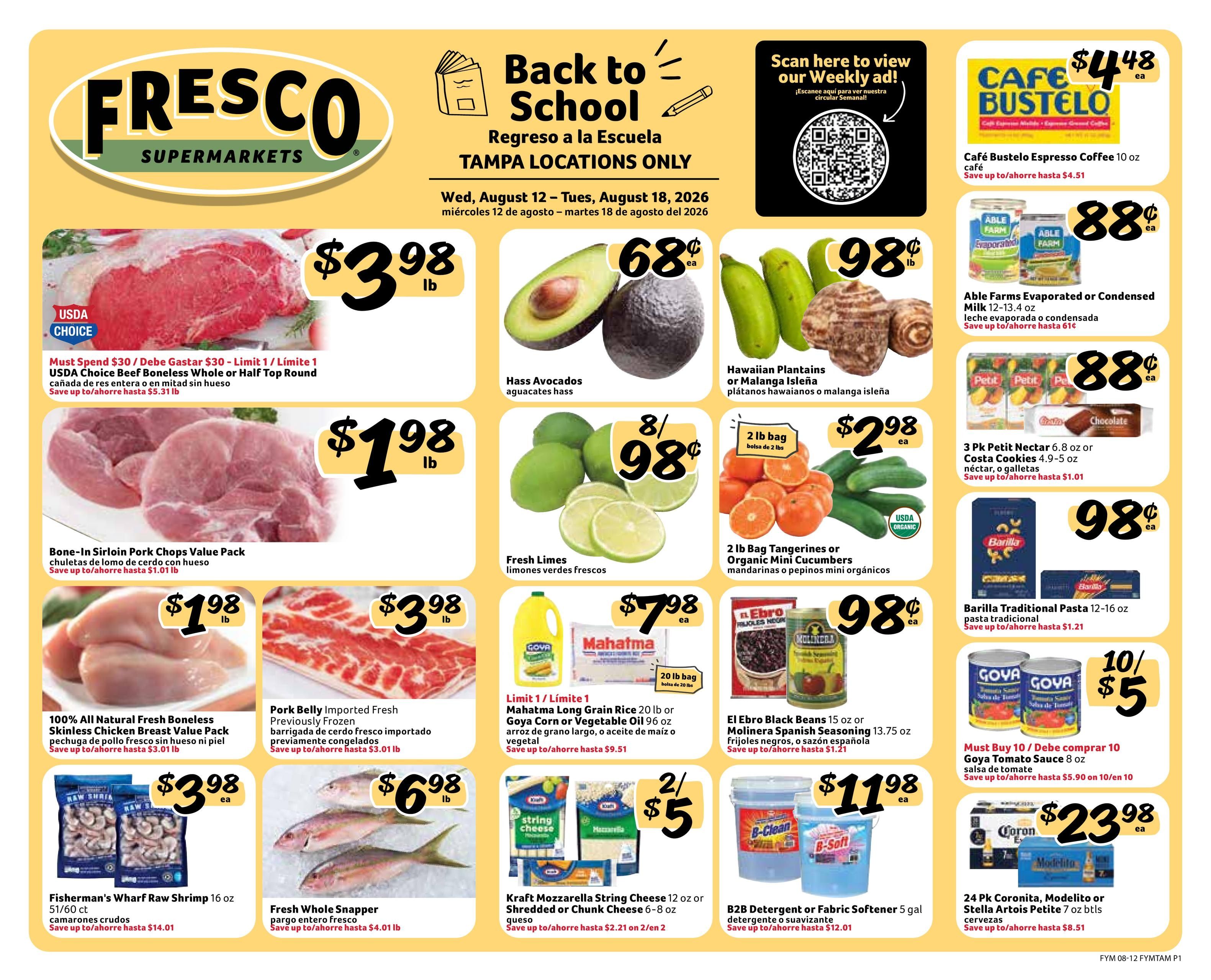 Fresco Y Mas (Tampa–Clearwater Area, FL) Weekly Ad August 12 - 18, 2026