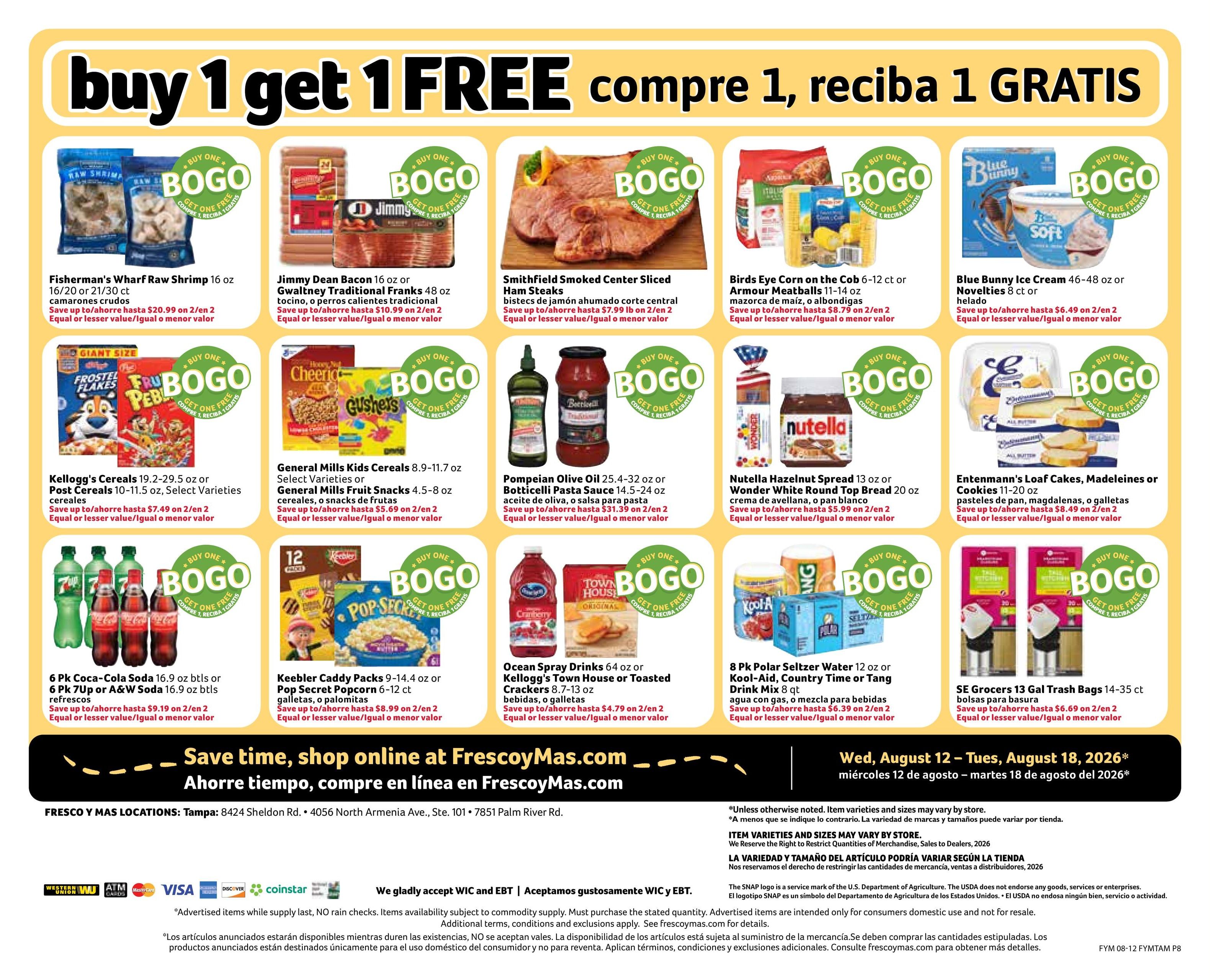 Fresco Y Mas (Tampa–St. Petersburg Area, FL) Weekly Ad August 12 - 18, 2026