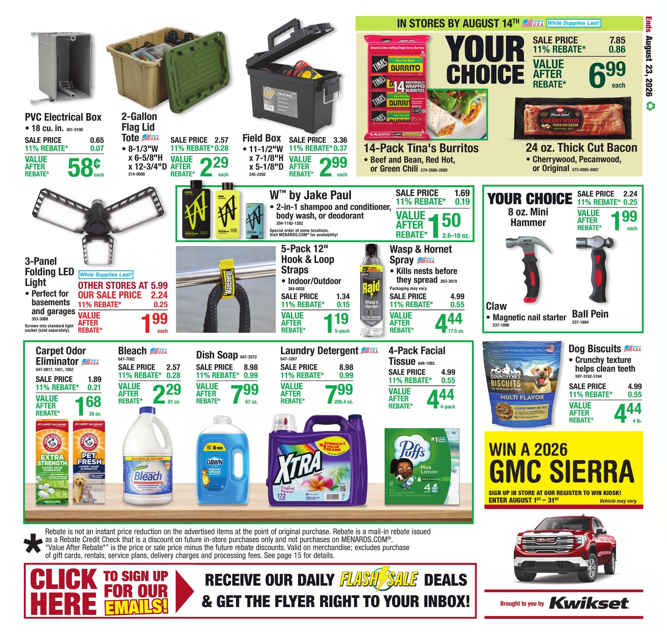 Menards (AR, KS, MO) 11% Rebate Sale Weekly Ad August 12 - 24, 2026