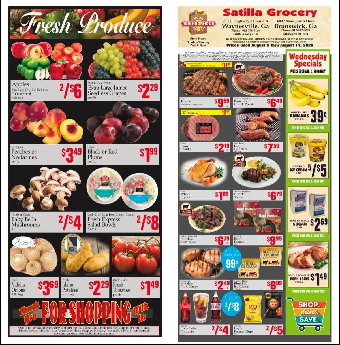 Satilla Grocery Weekly Ad August 5 - 11, 2026