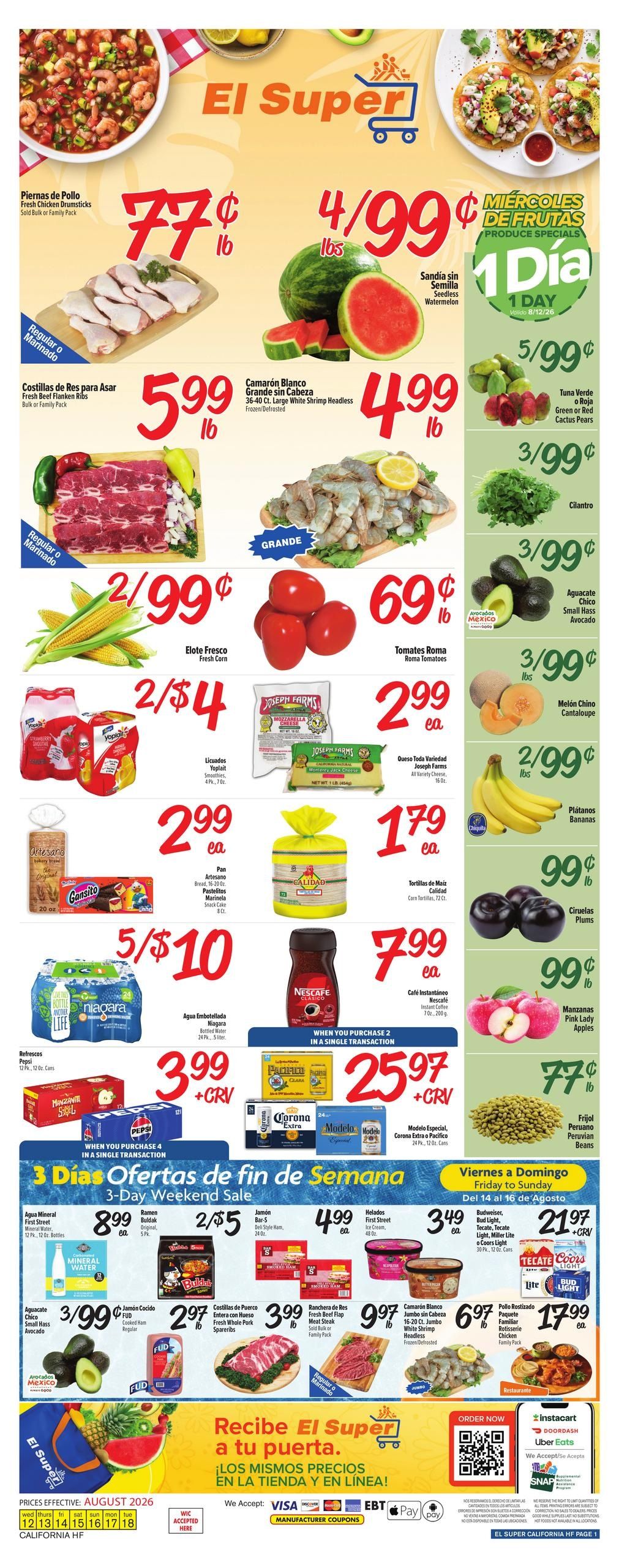 El Super (El Cajon–Carlsbad Area, CA) Weekly Ad August 12 - 18, 2026