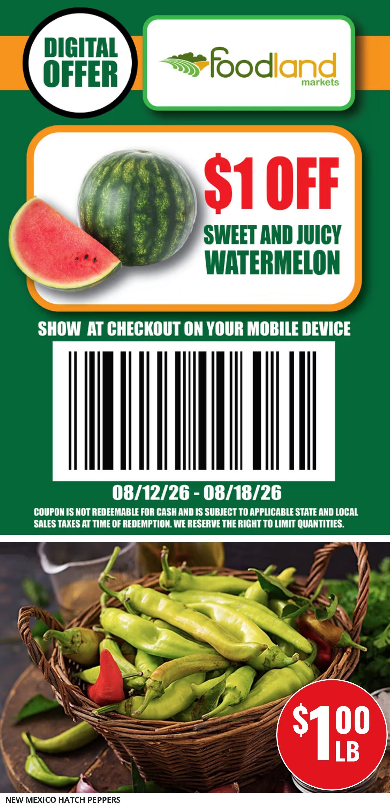 Foodland Markets (1314 S. Buckner Blvd, Dallas, TX) Weekly Ad August 12 - 18, 2026