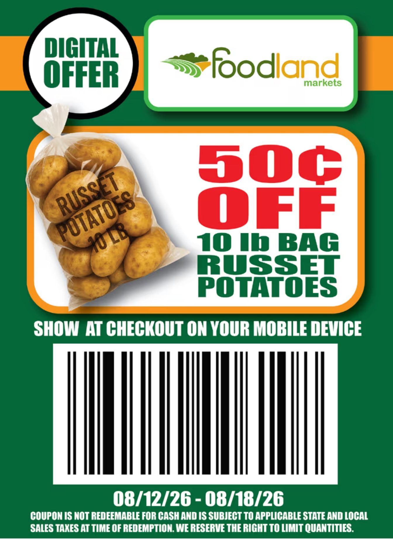 Foodland Markets (1314 S. Buckner Blvd, Dallas, TX) Weekly Ad August 12 - 18, 2026