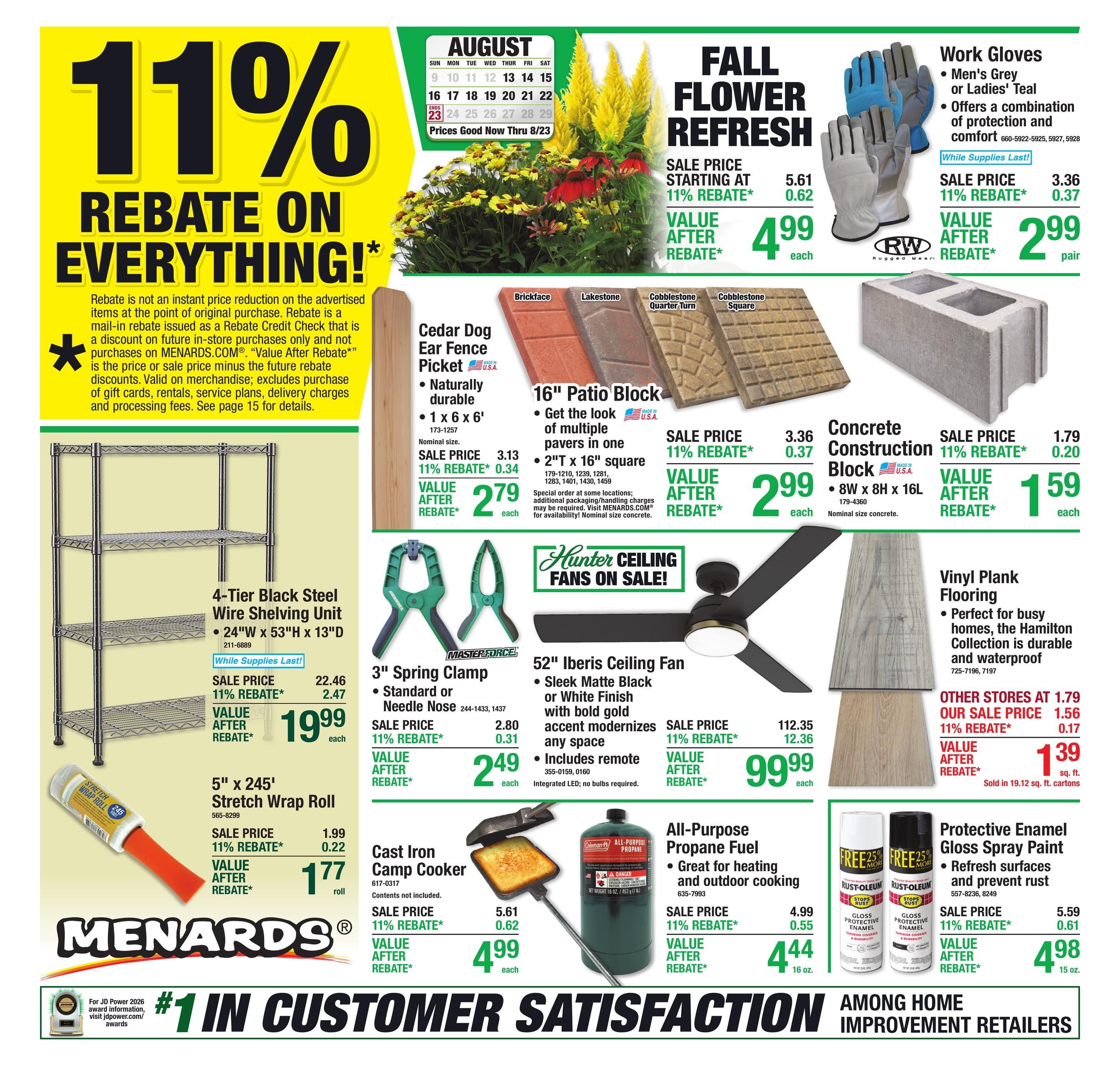 Menards (MI, WI) 11% Rebate Sale Weekly Ad August 12 - 24, 2026