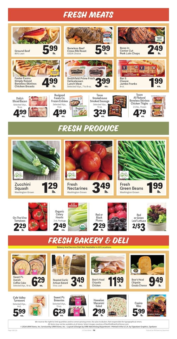 1st Choice Fresh Market Weekly Ad August 12 - 18, 2026