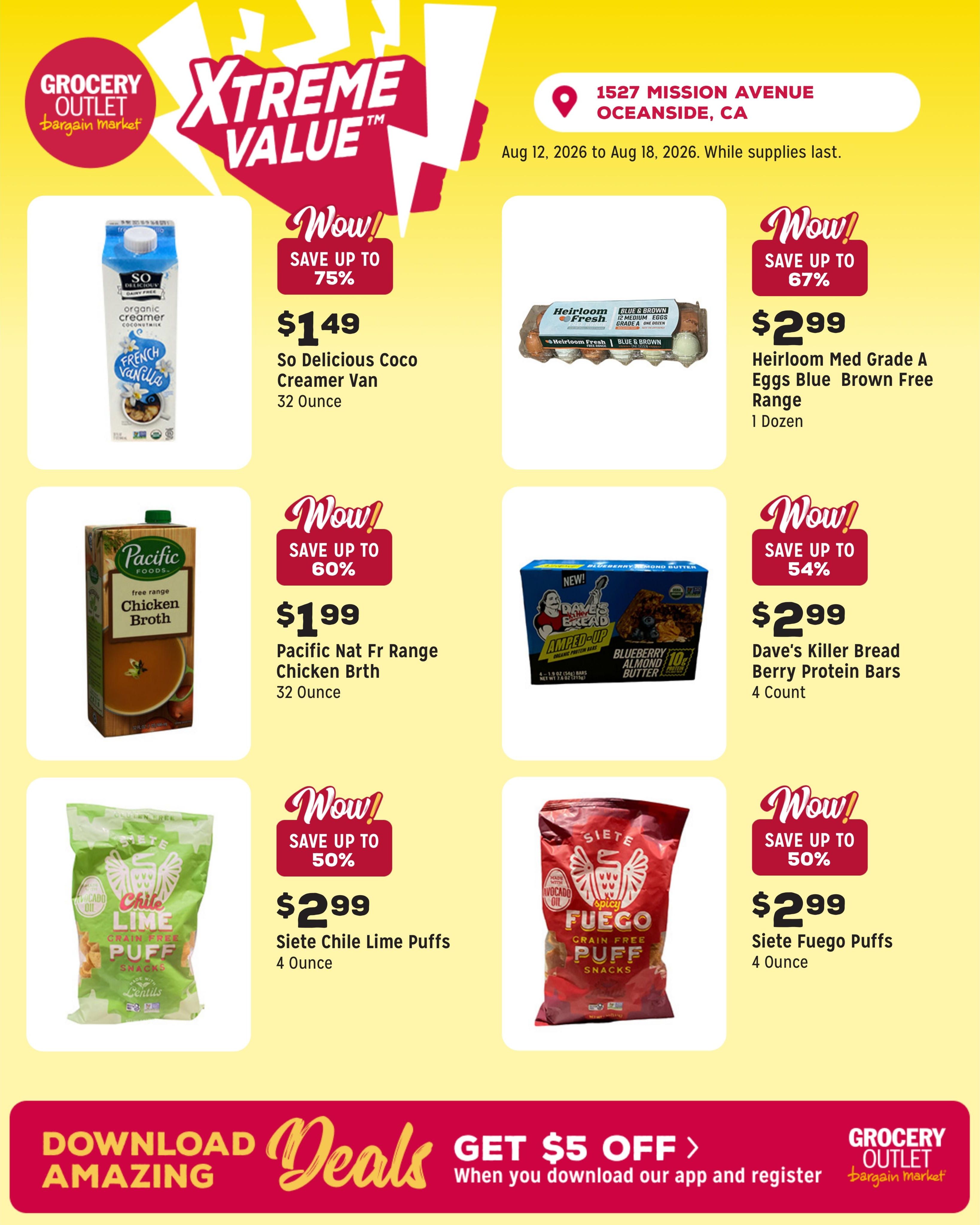 Grocery Outlet (Oceanside Area, CA) Weekly Ad August 12 - 18, 2026
