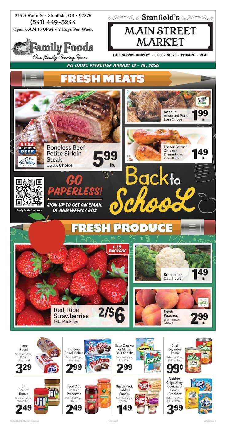 Stanfield's Main Street Market Weekly Ad August 12 - 18, 2026
