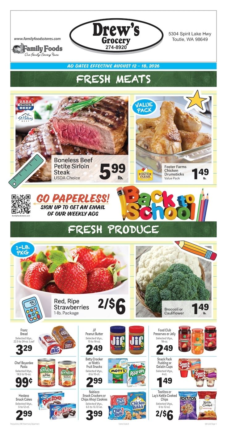 Drew's Grocery Weekly Ad August 12 - 18, 2026