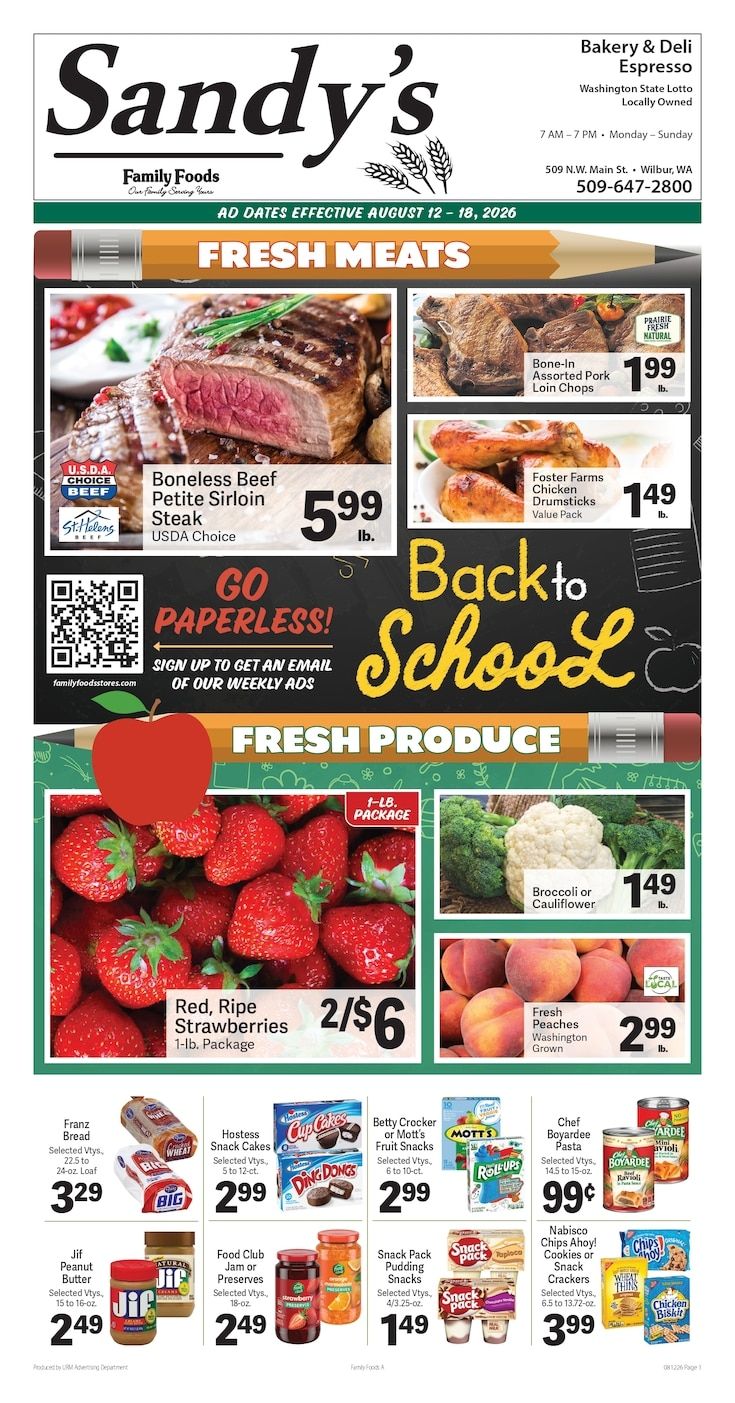 Sandy's Family Foods Weekly Ad August 12 - 18, 2026