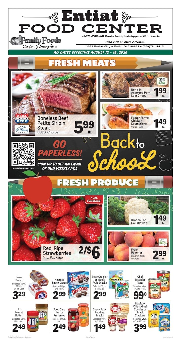 Entiat Food Center Weekly Ad August 12 - 18, 2026