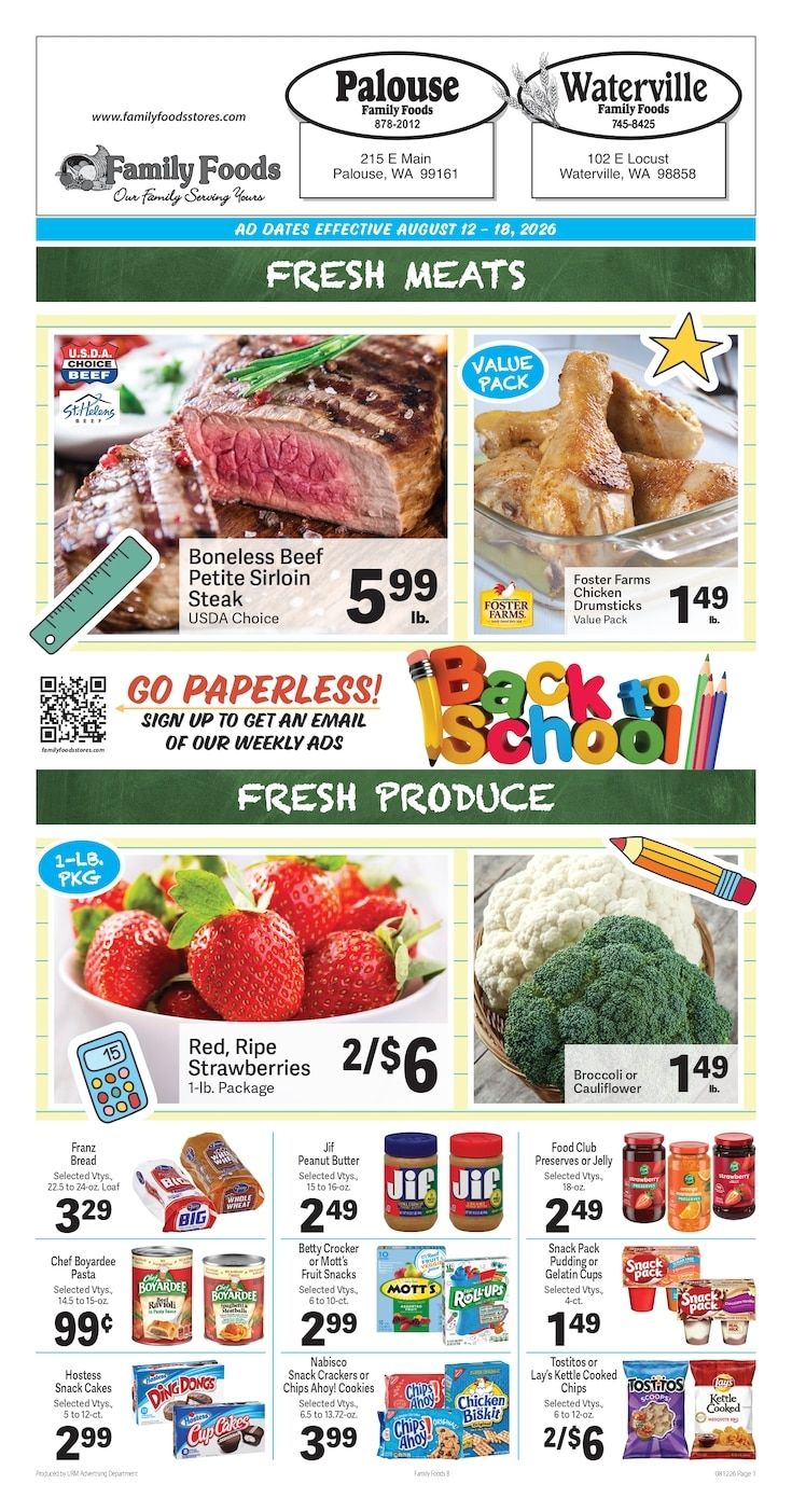 Palouse Family Foods Weekly Ad August 12 - 18, 2026
