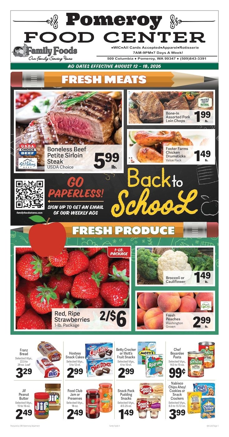 Pomeroy Food Center Weekly Ad August 12 - 18, 2026