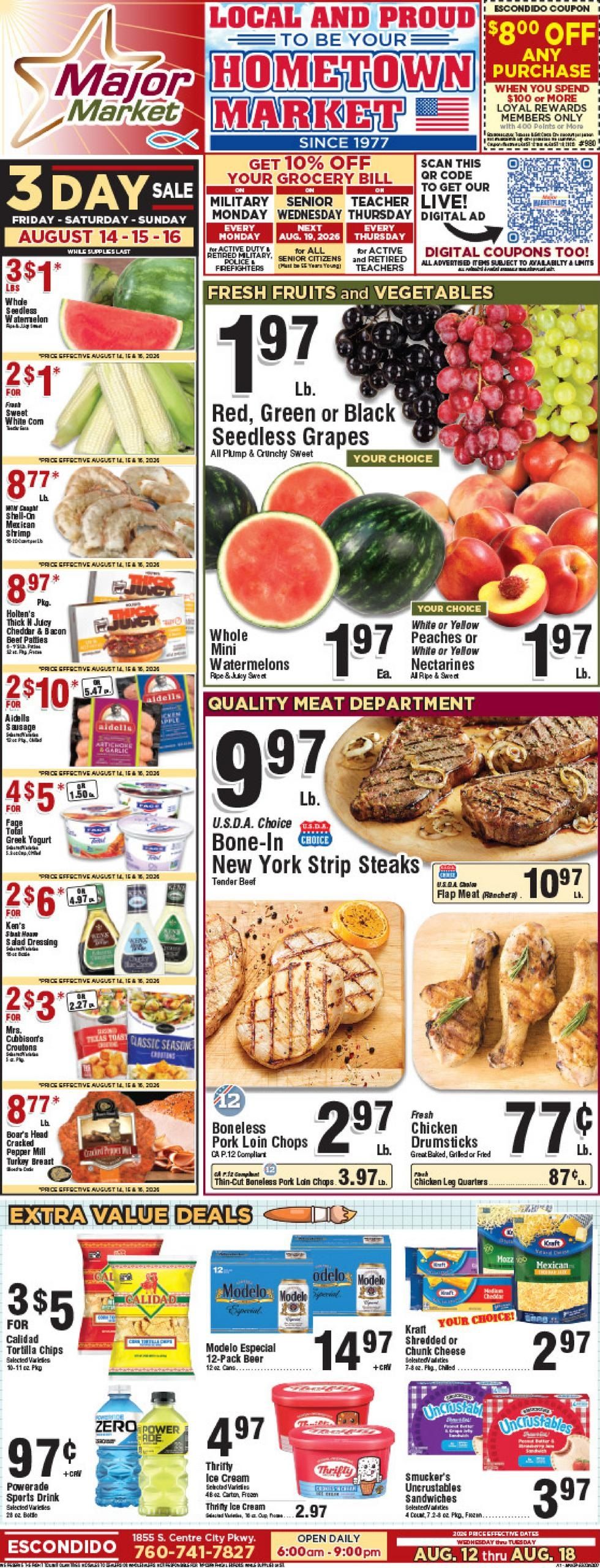Major Market Grocery Weekly Ad August 12 - 18, 2026