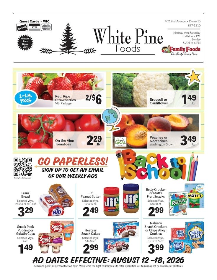 White Pine Foods Weekly Ad August 12 - 18, 2026