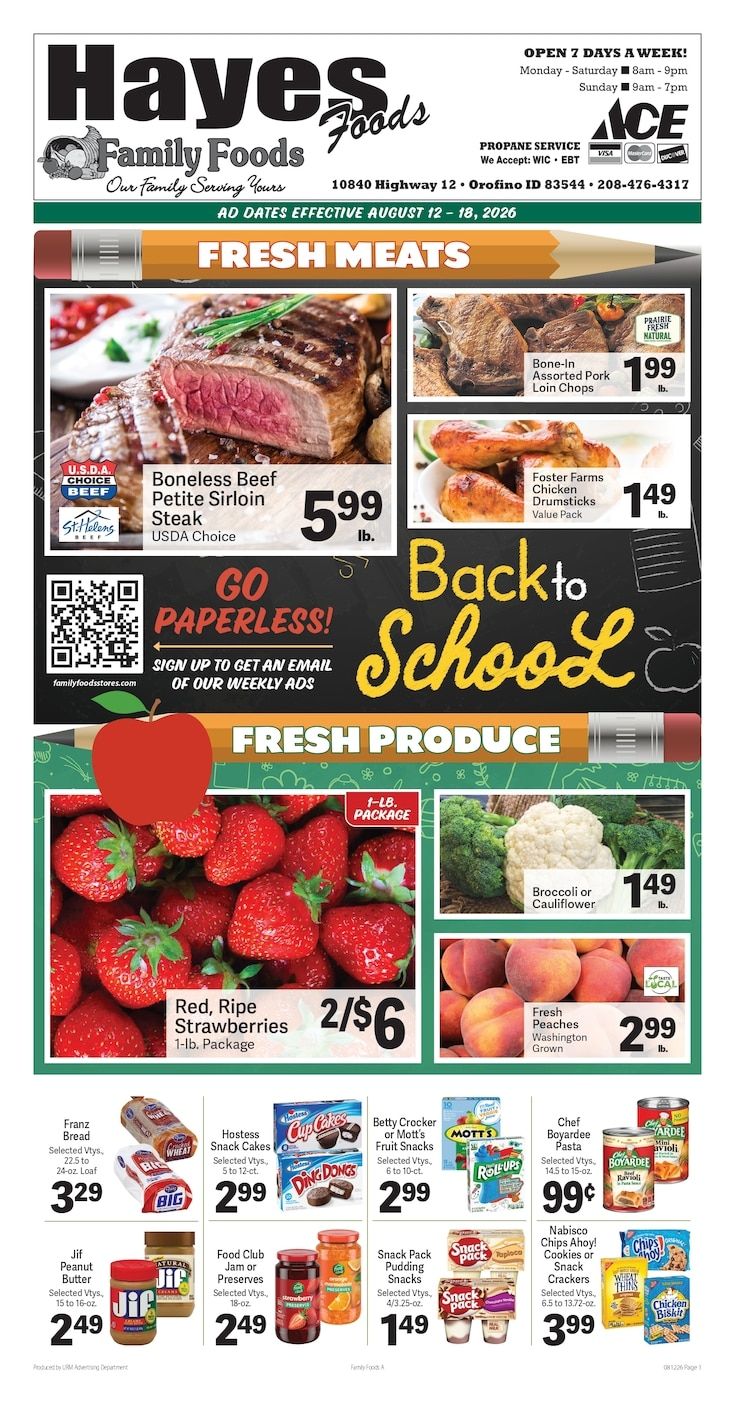 Hayes Food Center Weekly Ad August 12 - 18, 2026