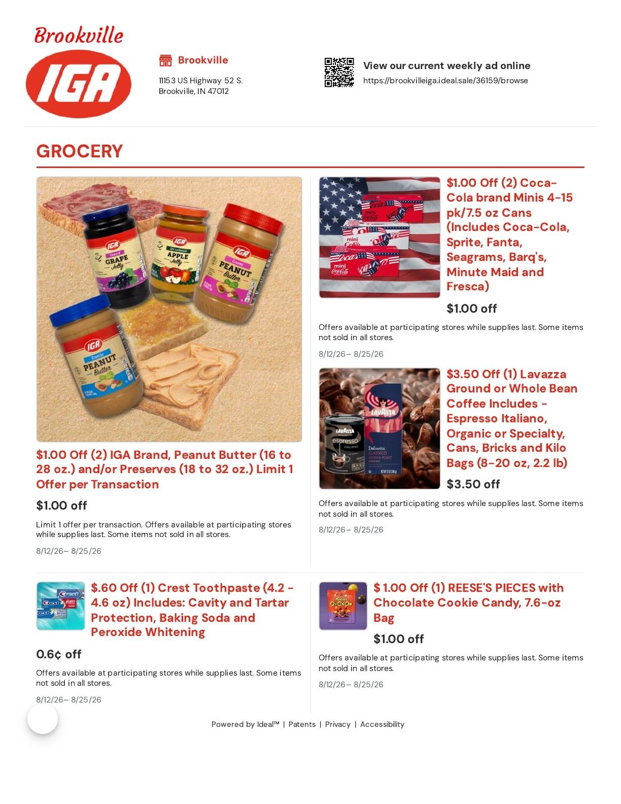 Brookville IGA Weekly Ad August 12 - 25, 2026