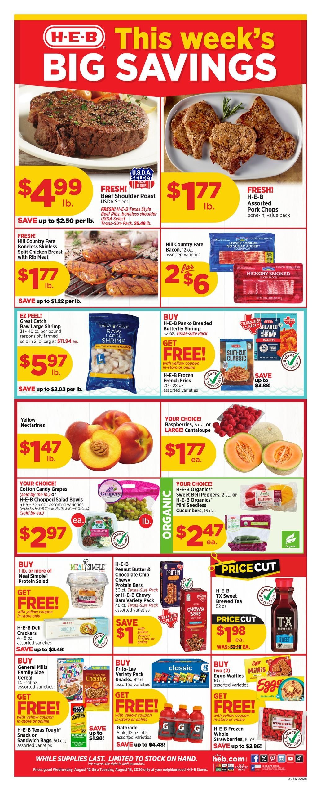 H-E-B (Odessa Area, TX) Weekly Ad August 12 - 18, 2026