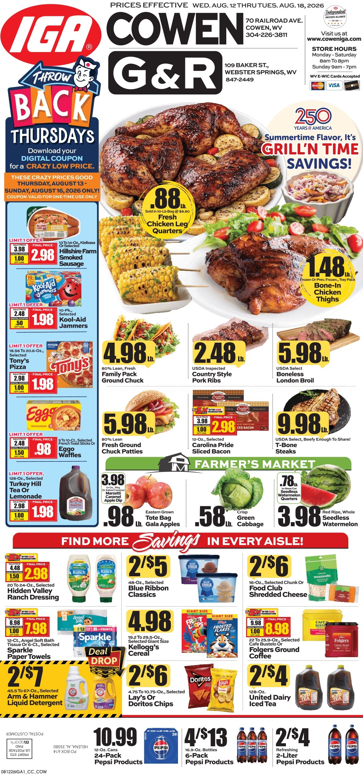 G&R IGA (109 Baker St, Webster Springs, WV) Weekly Ad August 12 - 18, 2026