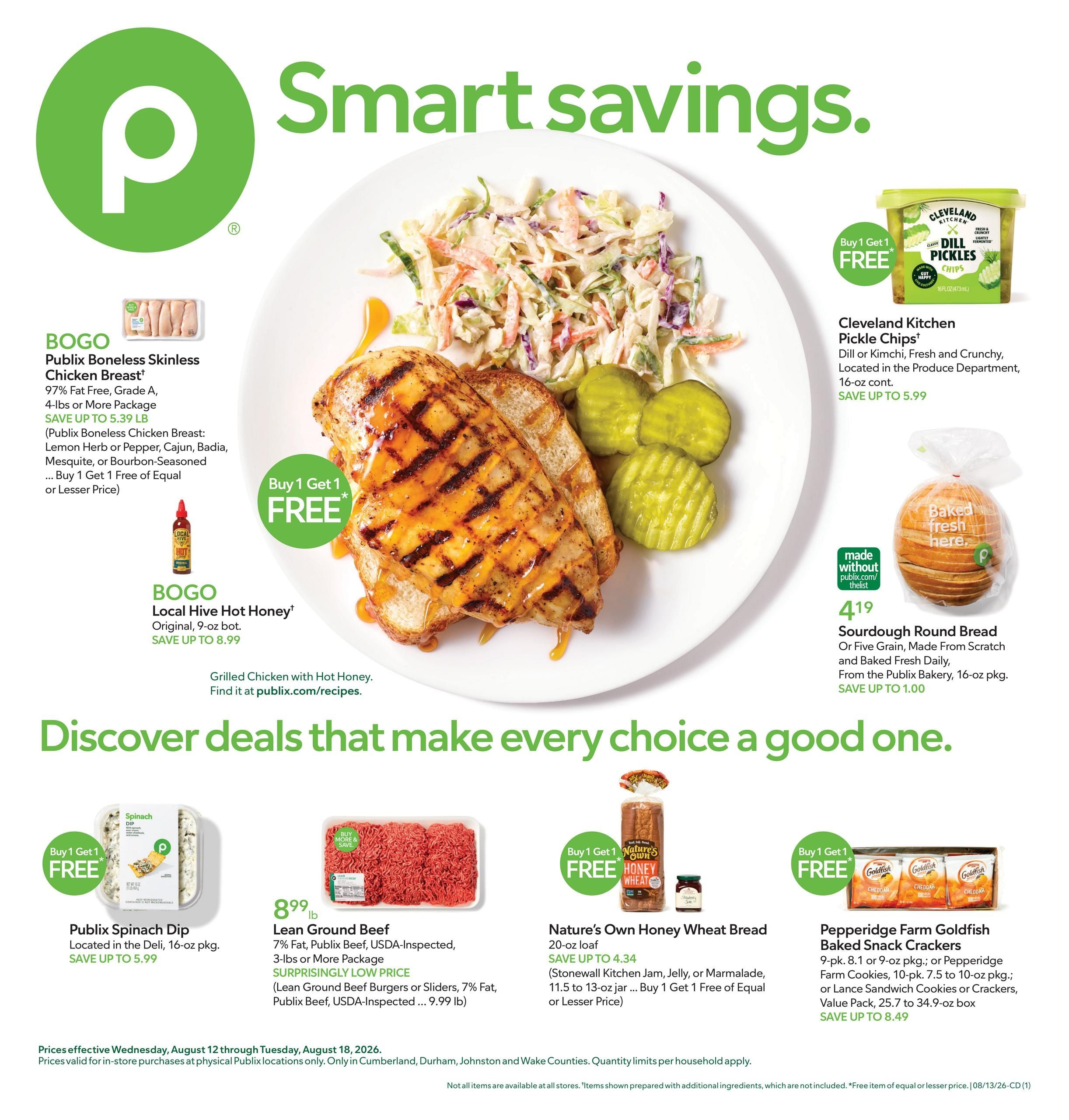 Publix (Raleigh–Cary Area, NC) Weekly Ad August 12 - 18, 2026