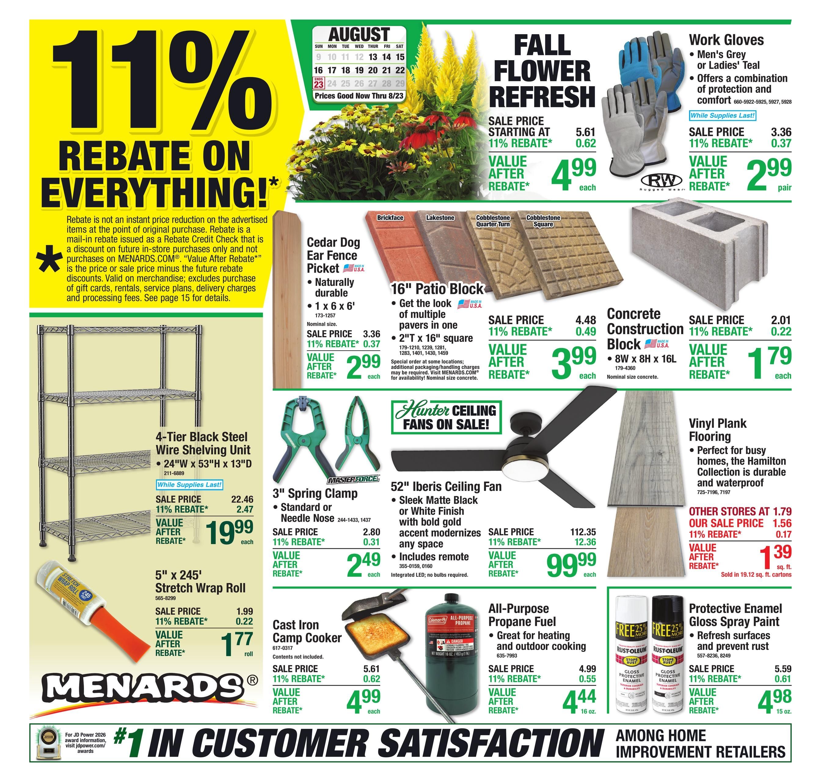 Menards (Sisseton–Brookings Area, SD) 11% Rebate Sale Weekly Ad August 12 - 24, 2026