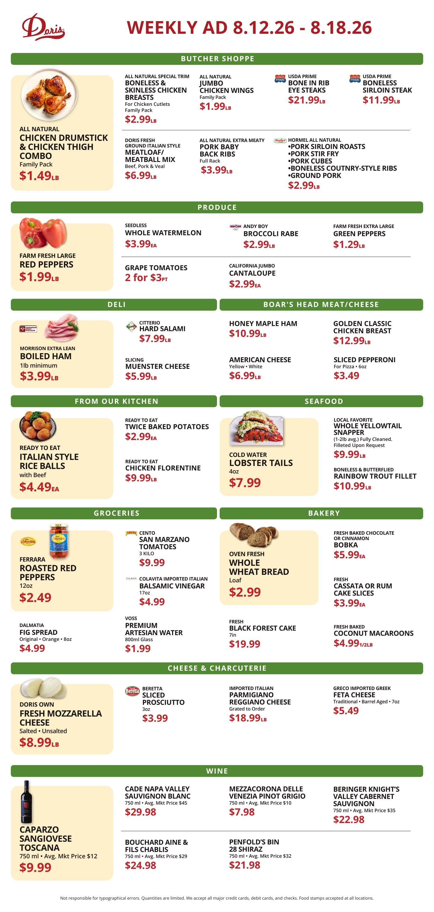 Doris Italian Market Weekly Ad August 12 - 18, 2026