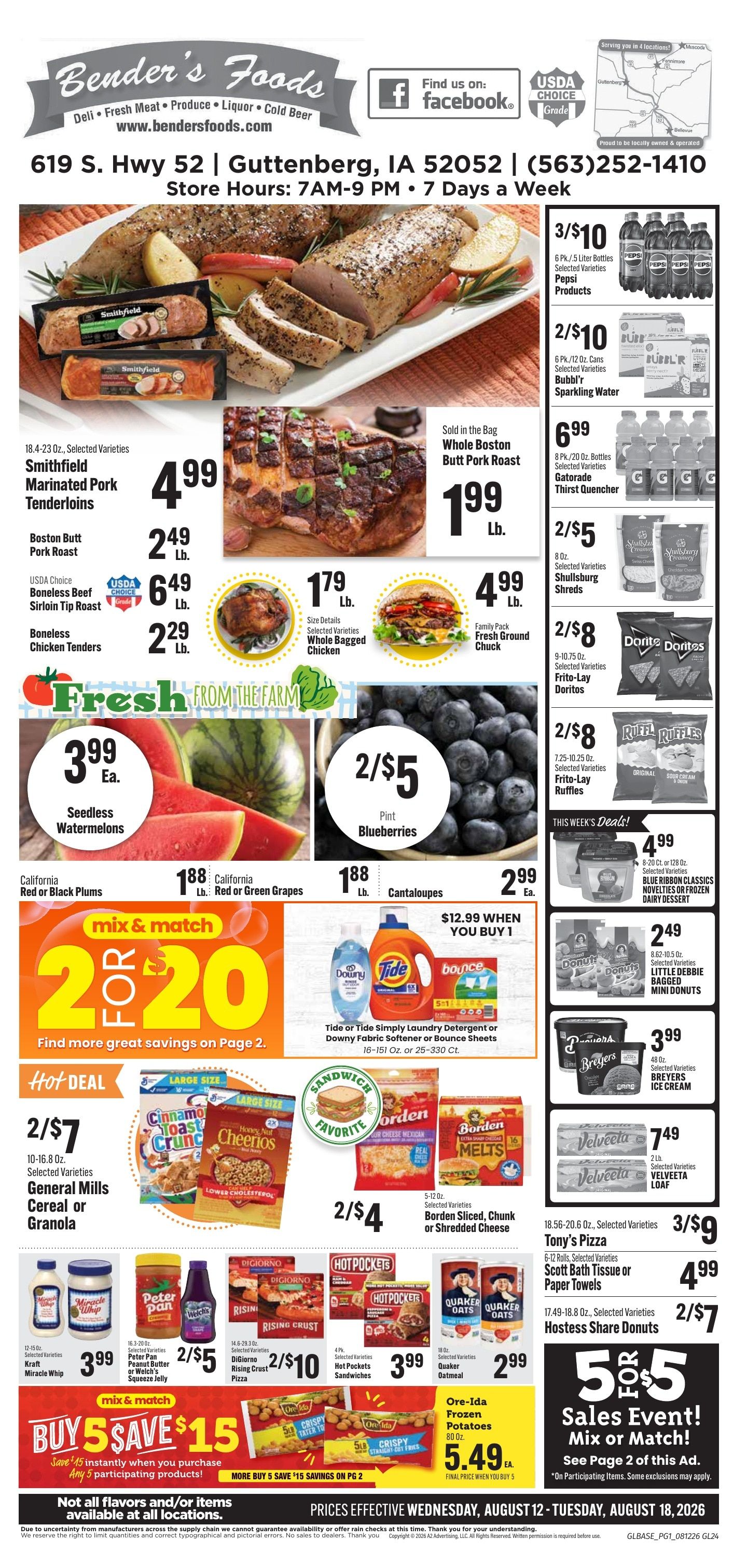 Bender's Foods (Guttenberg, IA) Weekly Ad August 12 - 18, 2026