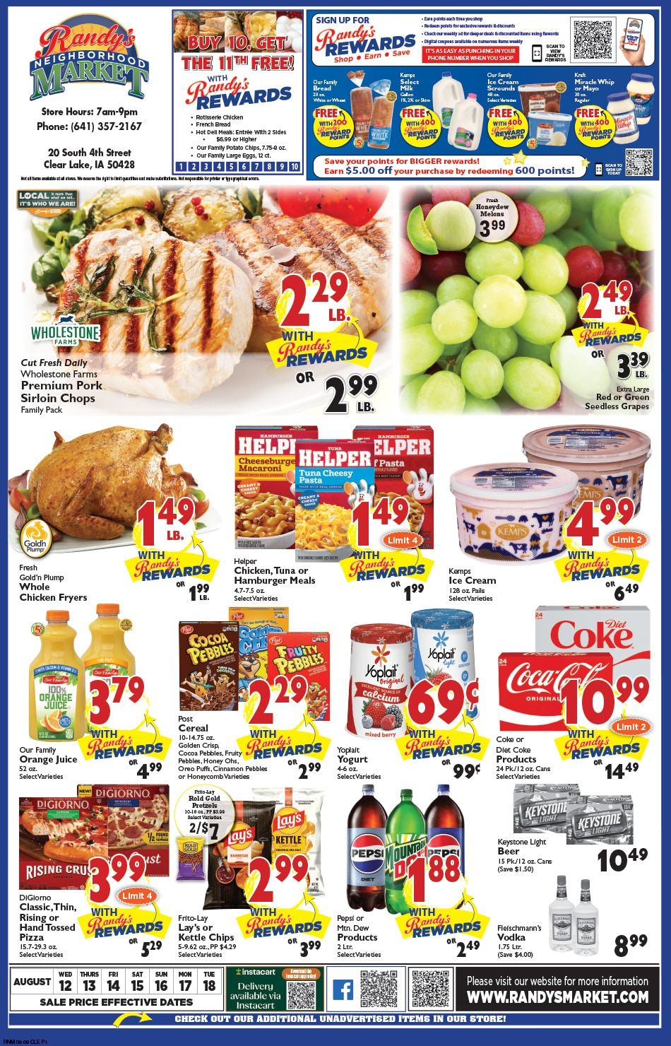 Randy's Neighborhood Market (Clear Lake, IA) Weekly Ad August 12 - 18, 2026