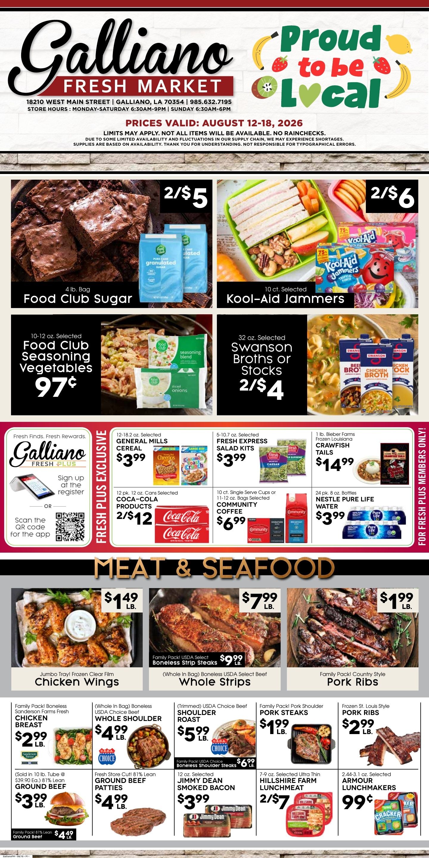 Galliano Fresh Market Weekly Ad August 12 - 18, 2026