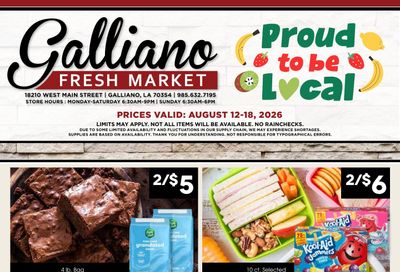 Galliano Fresh Market Weekly Ad August 12 - 18, 2026