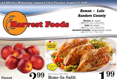 Harvest Foods (MT) Weekly Ad August 12 - 18, 2026